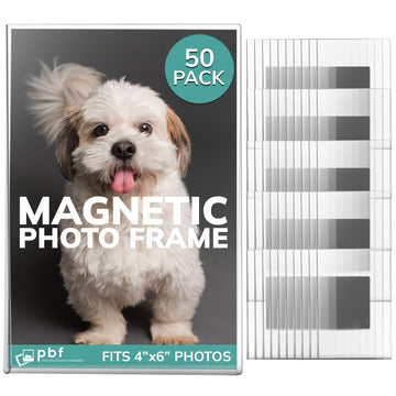 Pbf 4x6 Magnetic Picture Frames, Clear Acrylic Refrigerator Frames, 50 Pack
