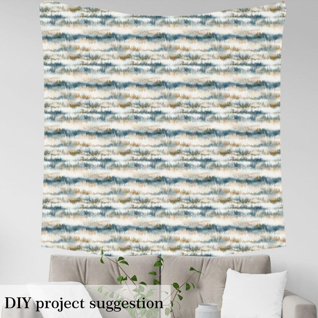 Abstract Stripes Fabric by The Yard Hazy Blue White Tree Plant DIY Craft Hobby Fabric by The Yard Geometric Wave
