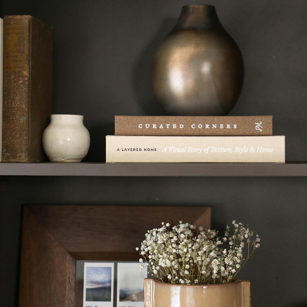 Decorative Books Decor - 2 Linen Fake Books for Decorating Shelf | Faux Book Box Set for Hidden Storage and