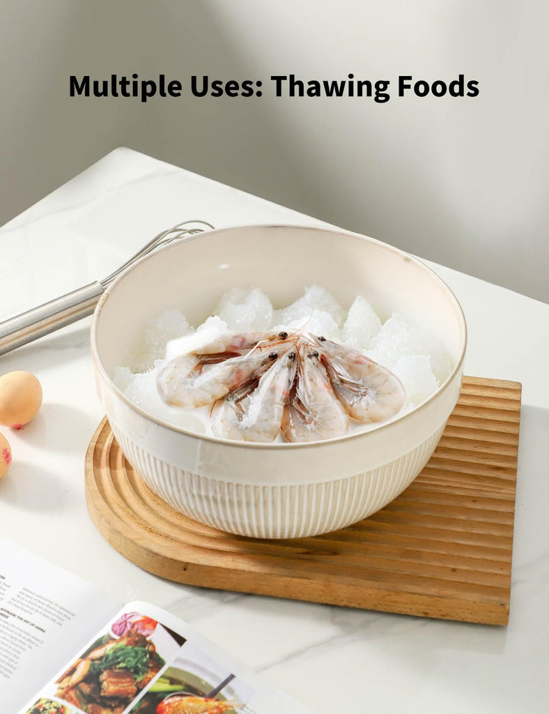 Large Ceramic Mixing Bowls, Glazed White Kitchen Bowl (10"/8"/6"), Set of 3 Nesting Bowls for Baking, Cooking
