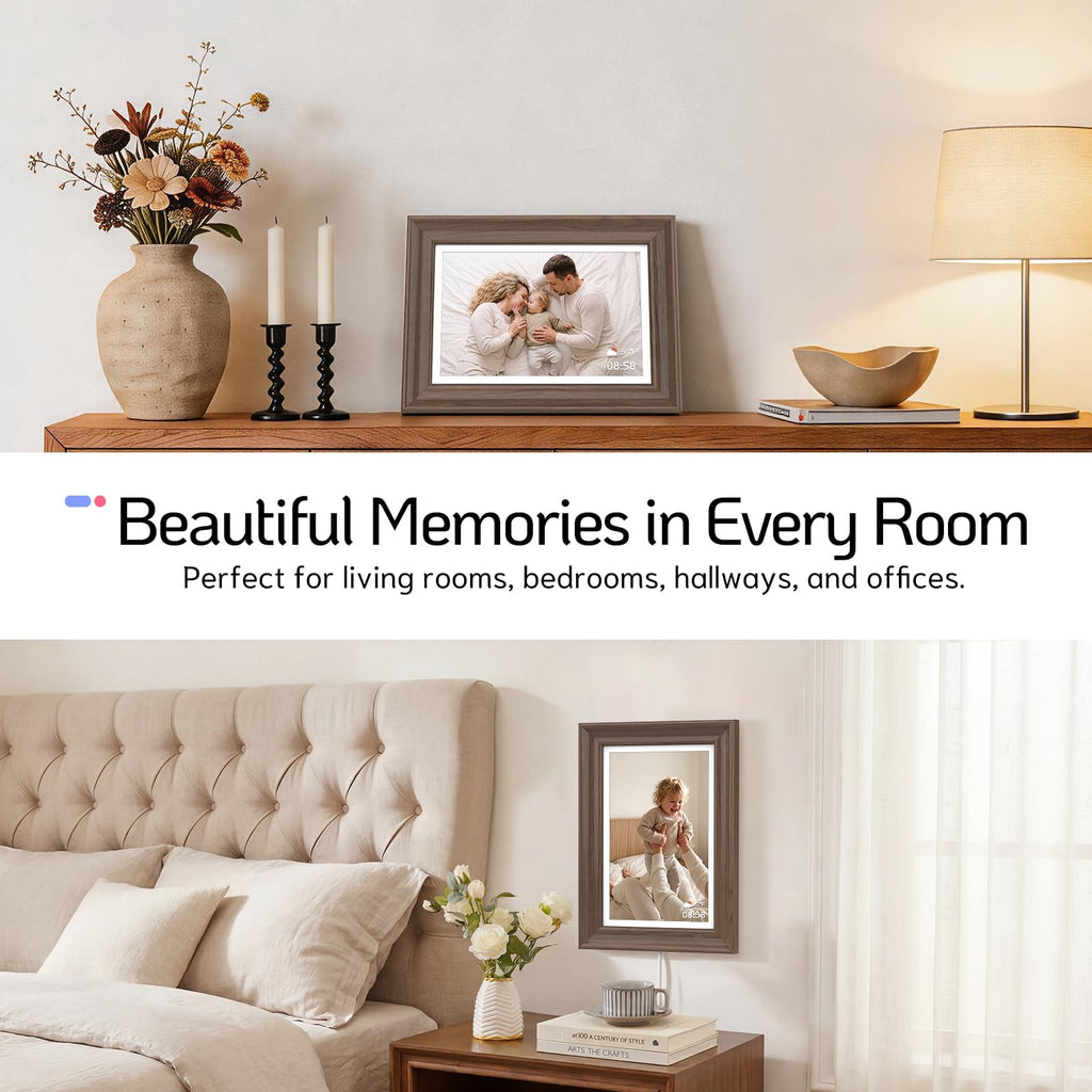 10.1" Digital Picture Frame, Dual-Band Wi‐Fi, 64GB, Walnut