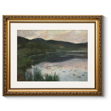 Gold Framed Scenery Wall Art, Living Room Bedroom River Landscape Pictures Wall Decor, Farmhouse Retro Decor, Canvas