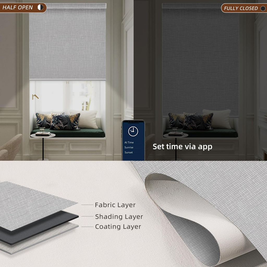 Motorized Blinds Roller Shade with Remote: Automatic Smart Blind for Windows 100% Blackout, Electric Blinds