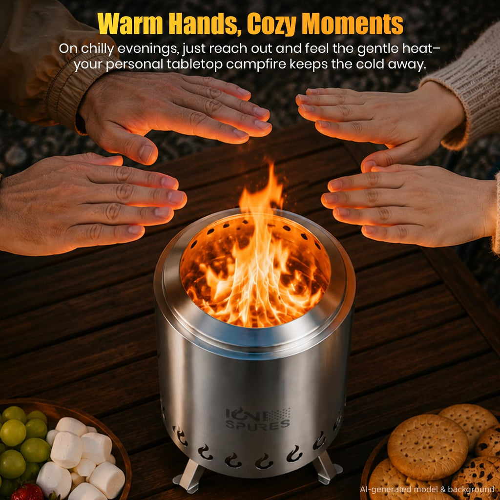 Tabletop Fire Pit, 7.1 Inch Smokeless Fire Pit, Portable Small Fire Pit with Carry Bag, Wood & Pellet Fueled Mini