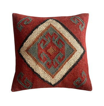 Vintage Kilim Square Pillow Cover 18X18 Inch Pillows Boho Ethnic Cushion Cover, Oriental Decorative Handmade Wool
