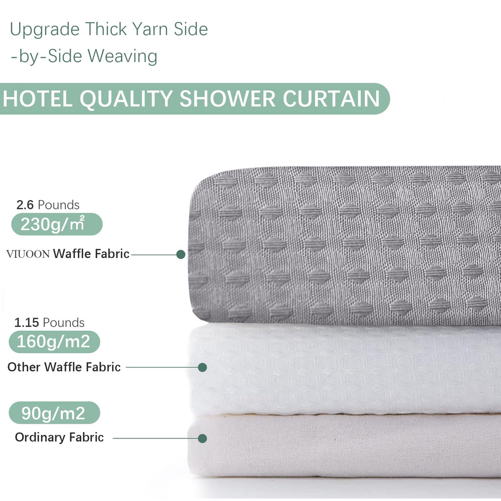 No Hook Waffle Weave Shower Curtain with Snap-in Fabric Liner Set