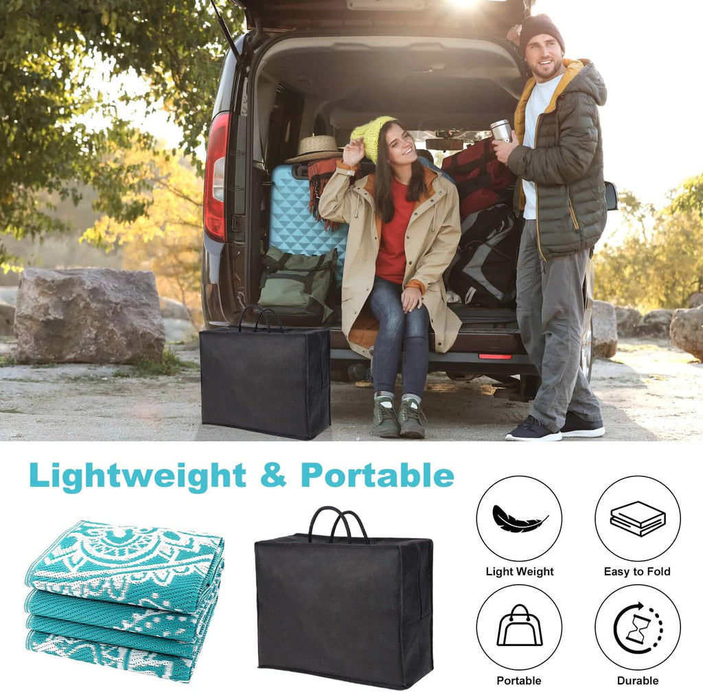 Waterproof Outdoor Rug 9x12 ft, Reversible Plastic Straw Rug for Patio Clearance, Camping, RV Mat, L