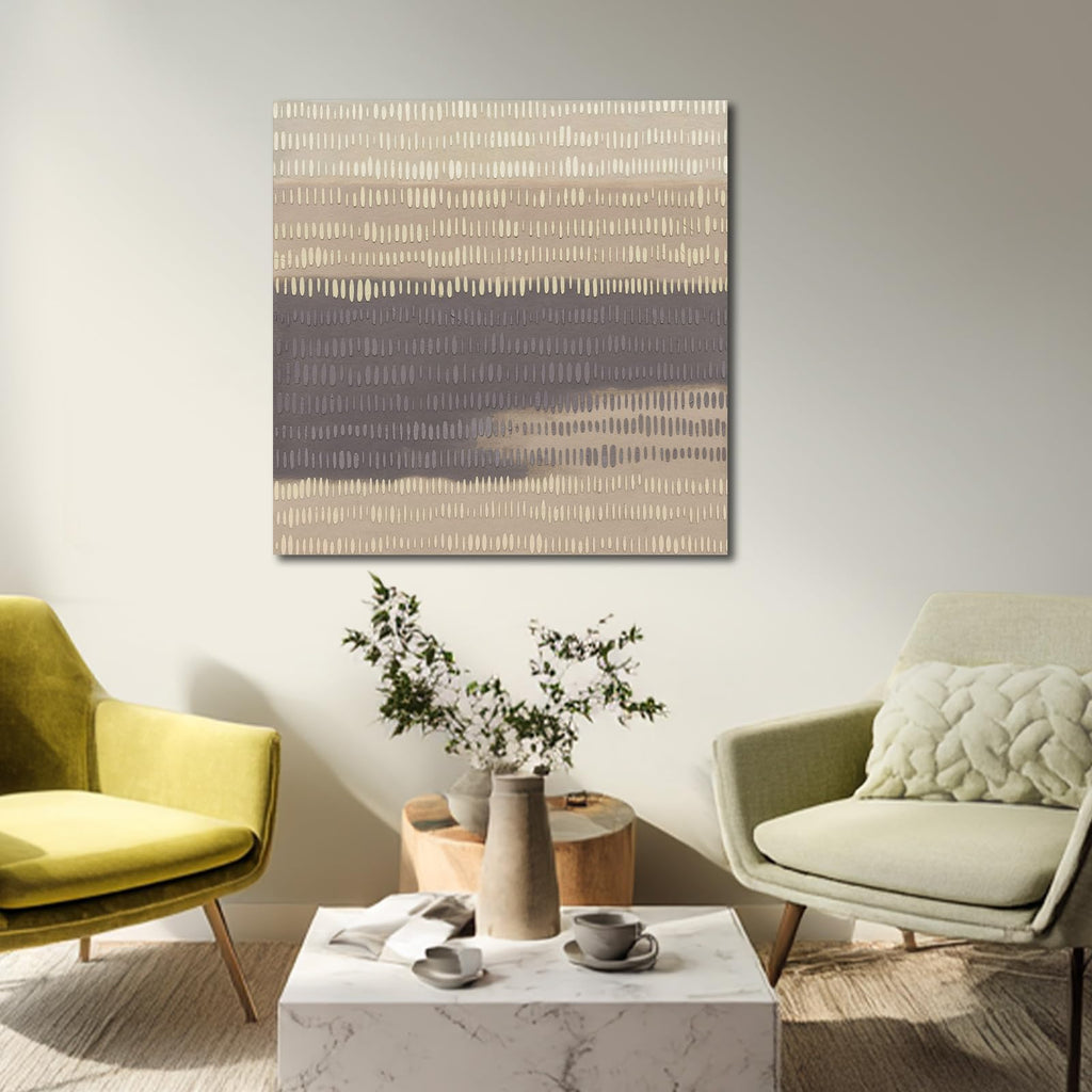 Beige Gray Hand-Painted Abstract Wall Art 40x40 Inch
