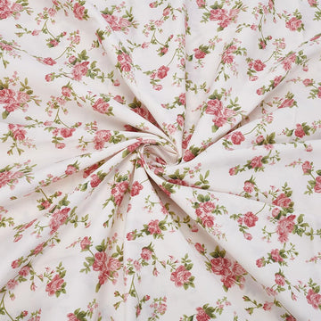 1.1 Yard Print Floral Cotton Fabric, 63 Inch Wide Rose Flowers Pattern Precuts Fabric Quilting Accessories for Craft