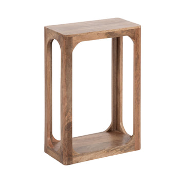 Dahl Modern Slatted Wooden Slim Side Table; 16 x 8 x 24; Natural Wood; Transitional Wood Narrow End Table for Use as