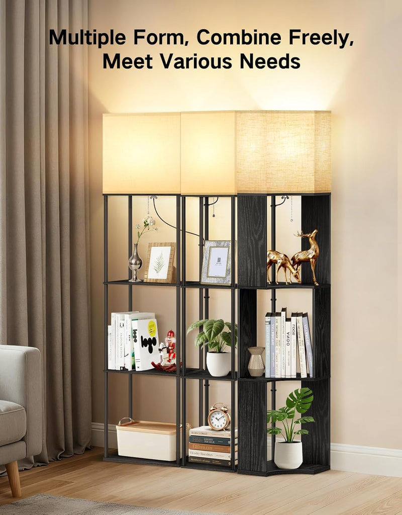 Floor Lamp with Shelves, Modern Tripod Standing Shelf Lamp with 3 Color Temperature Bulb