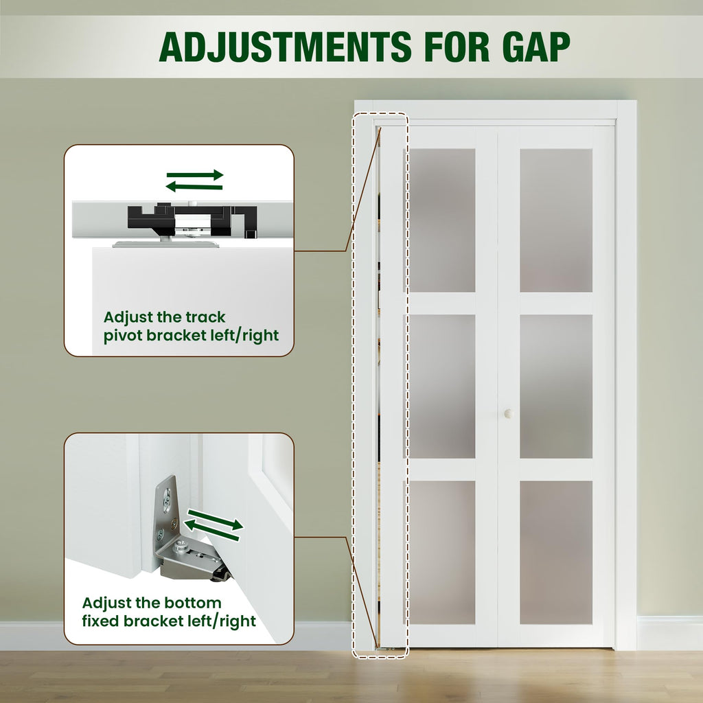 Bifold Door, for 36"x 80" Opening, Tempered Frosted Glass Pre-drilled Folding Closet Door with Hardware Kit