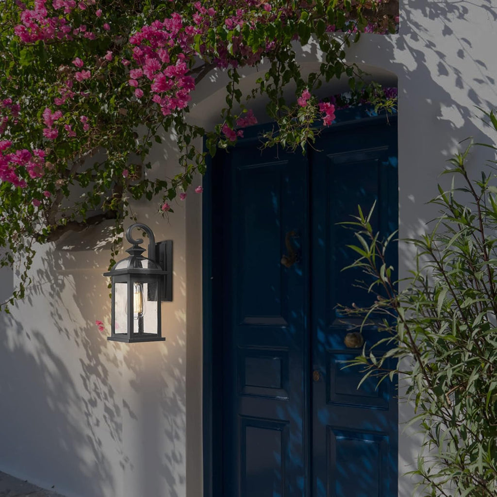 Outdoor Lights Fixtures Wall Mount, Outdoor Wall Sconce with Seeded Glass Waterproof Outside Exterior Lighting Fixture