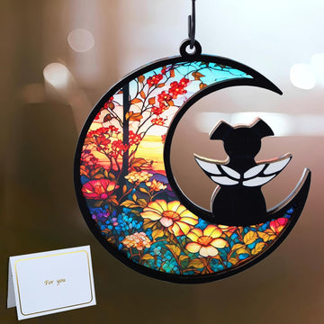 DIY Dog Memorial Suncatcher with Sympathy Card, Pet Loss Sympathy Gift, Dog Remembrance Gift for Window Hanging