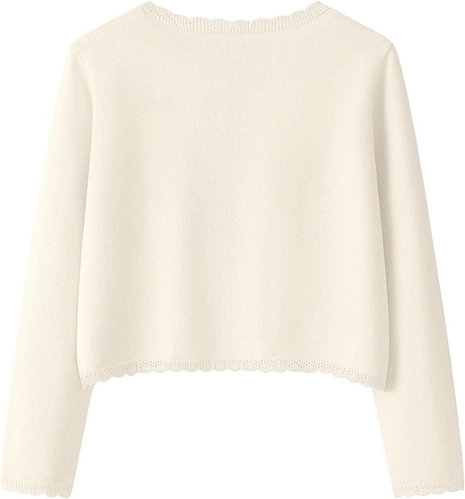 Girls Long Sleeve Cardigan One Button Sweater Crop Shrug for Dress
