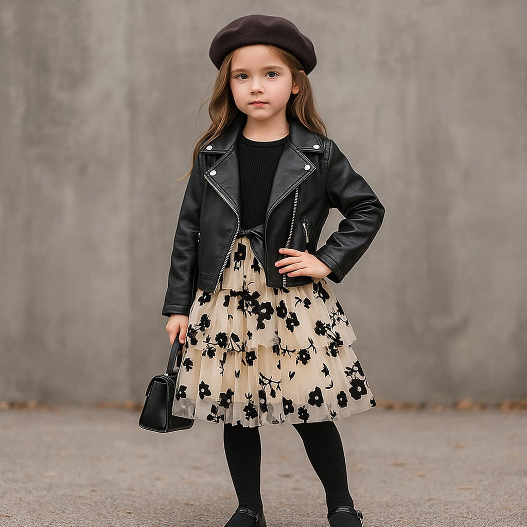 Dress Girls Ruffle Long Sleeve Layered Tulle Dress Fall Spring Fashion Party Dresses 2