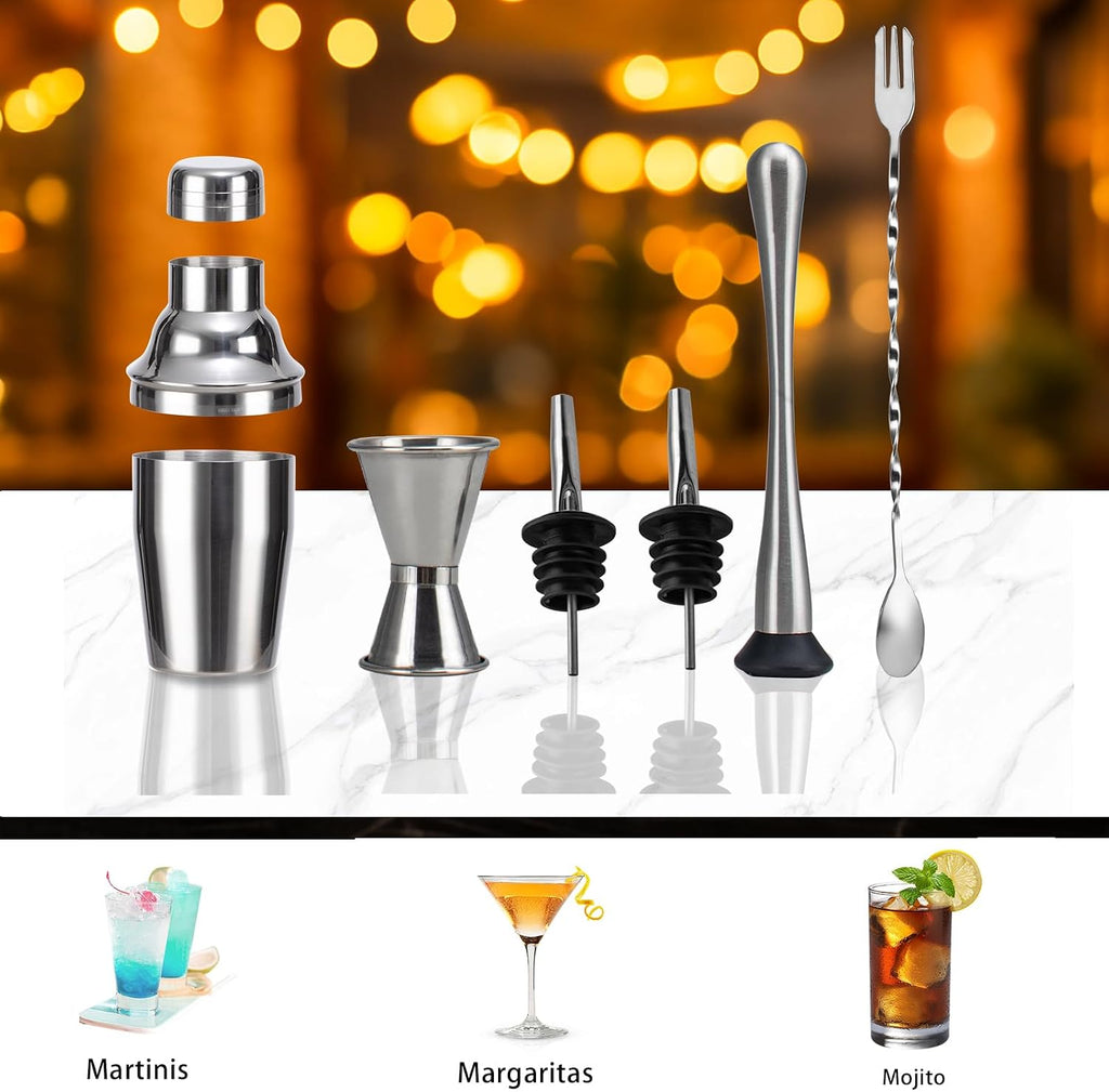 26oz Professional Cocktail Shaker Set with Built-in Strainer,Martini and Margarita Shaker Bar, Boston - Set of 6