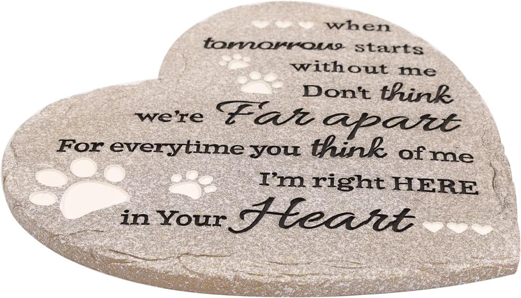 Pet Memorial Stone for Dogs Cats, 10 Inch Dog Memorial Gifts for Loss of Dog, Heart Shaped Cat Memorial Stones, Pet