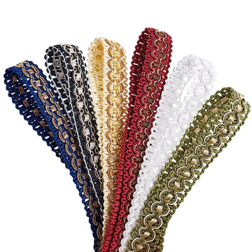 6 Colors Gimp Braid Trim, 3/4 inch Upholstery Trim Fabric Trim Fringe Trim Ribbon Polyester Fringe Trim for - 12 Yards