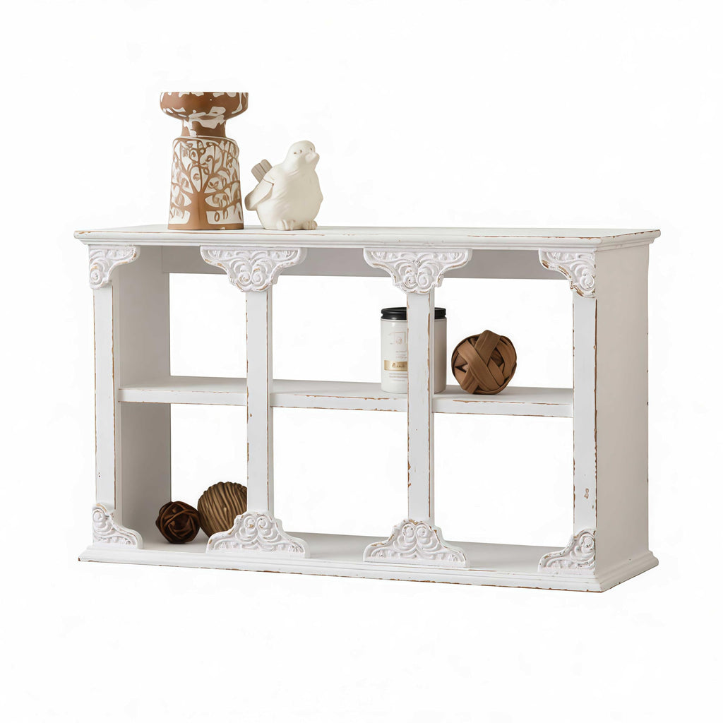Vintage Rustic Floating Shelves for Wall White, 3-Tier Wall Shelf