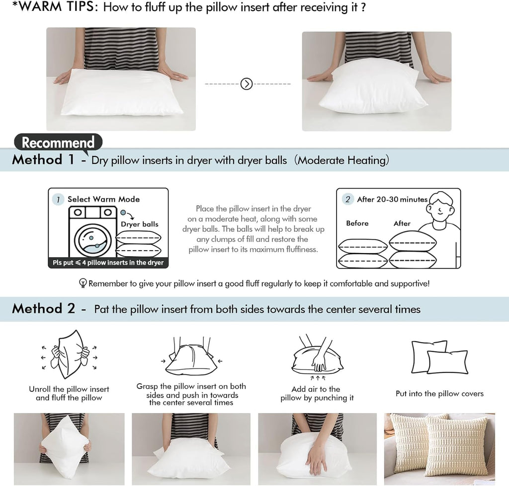 12x20 Pillow Inserts, Rectangle Decorative Throw Pillows - Set of 2