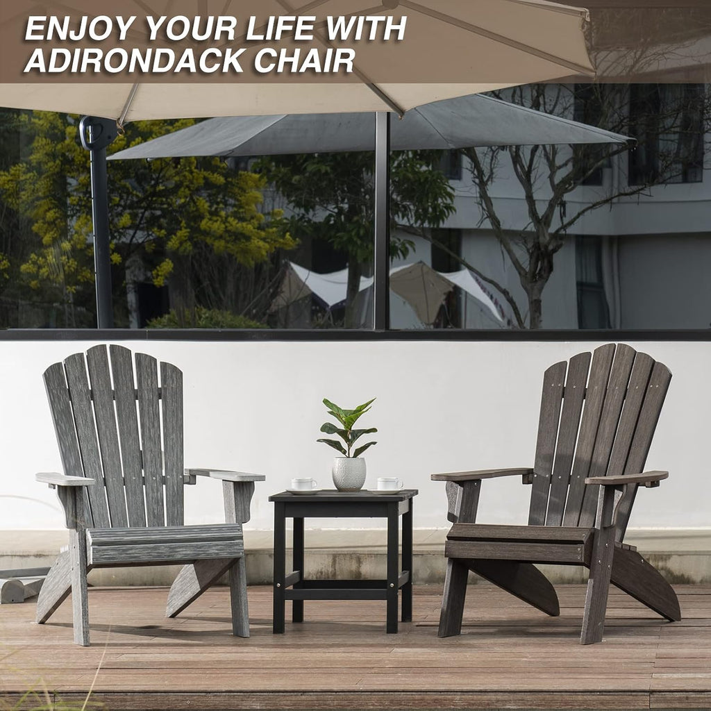 Oversized Outdoor Adirondack Chair Set of 2, Grey | Oversized Poly Lumber Weather Resistant & Durable Fire Pits Chair