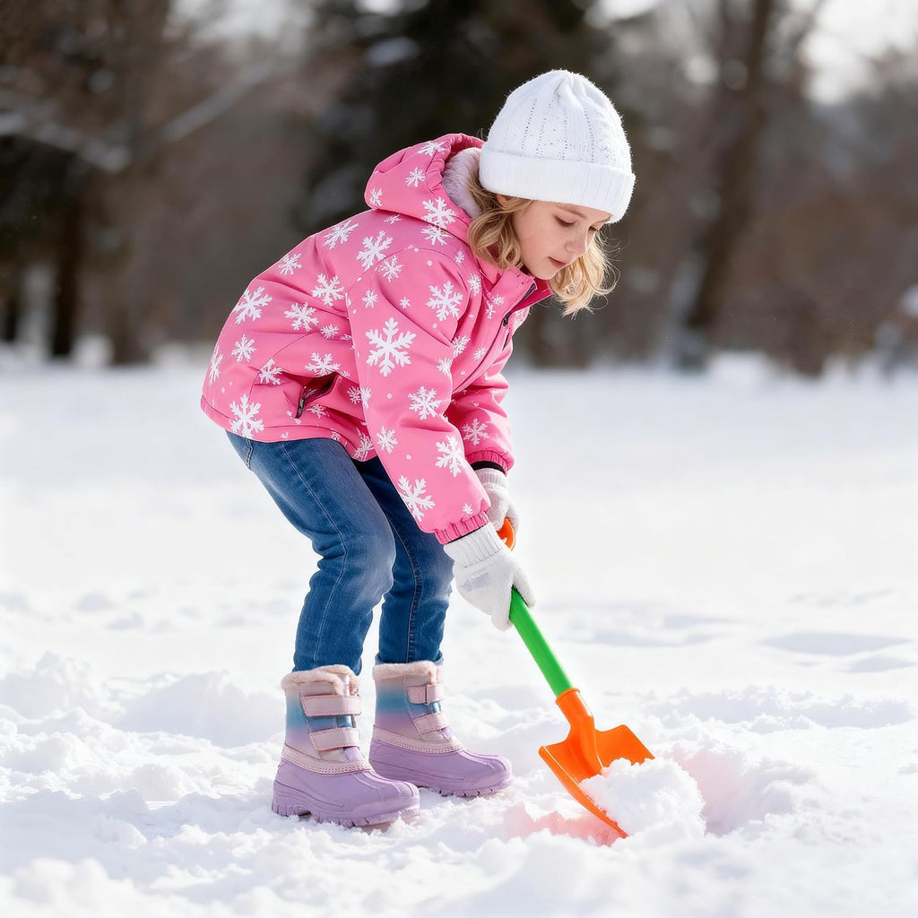 Girls Boys Waterproof Winter Snow Boots with Faux Fur Lining