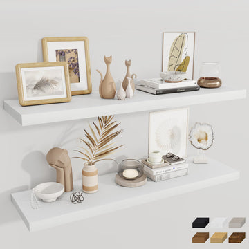 12 Deep Floating Shelves for Wall, 48W x 12D Extra Large Floating Shelves Set of 2, Hanging Wood Wall Shelves