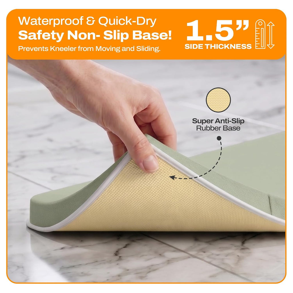 Bath Kneeler and Elbow Rest Pad Set-Baby Bath Kneeler with 1.5'' Comfortable Thick Memory Foam, Non-Slip Knee & Arm