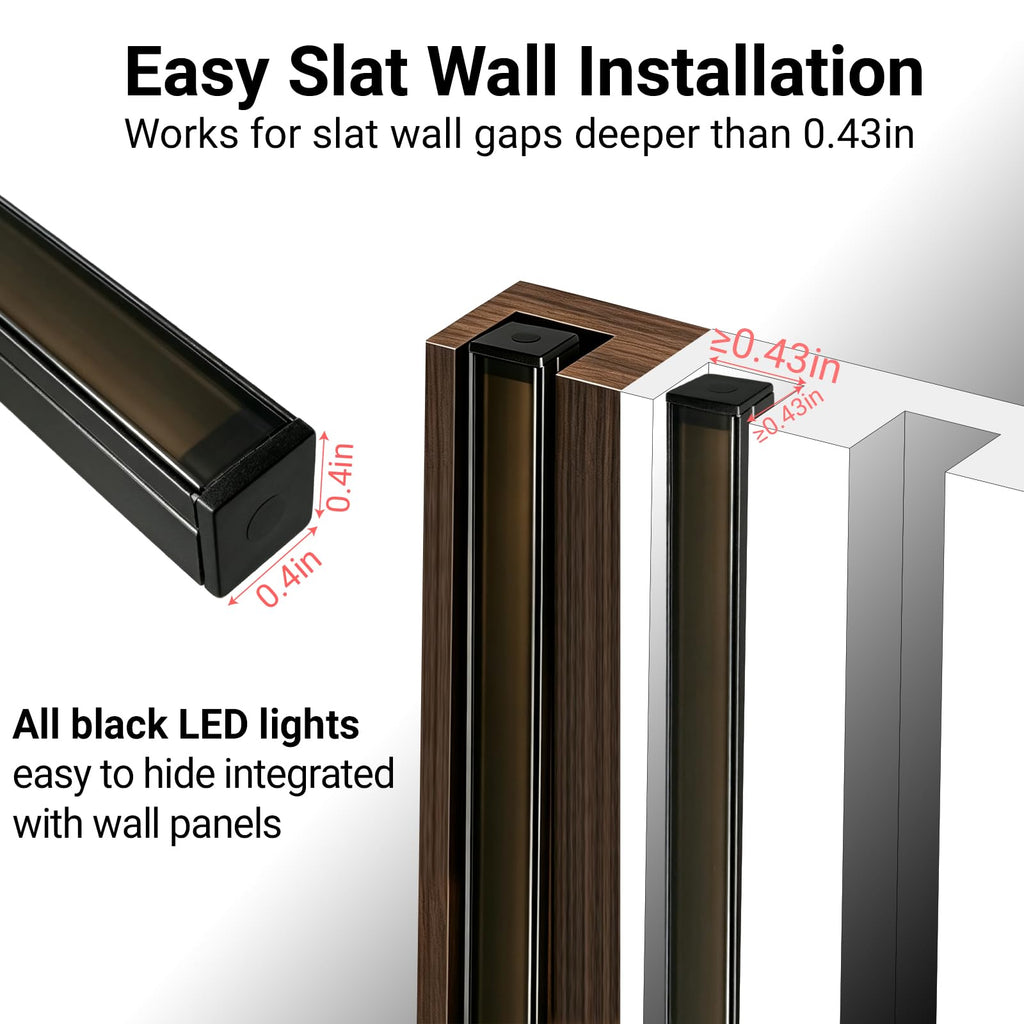 Black Wall Panel Lights - 10pcs 3000K Warm White Slat Wall Lights with Touch Control, Dimmable Self-Adhesive LED