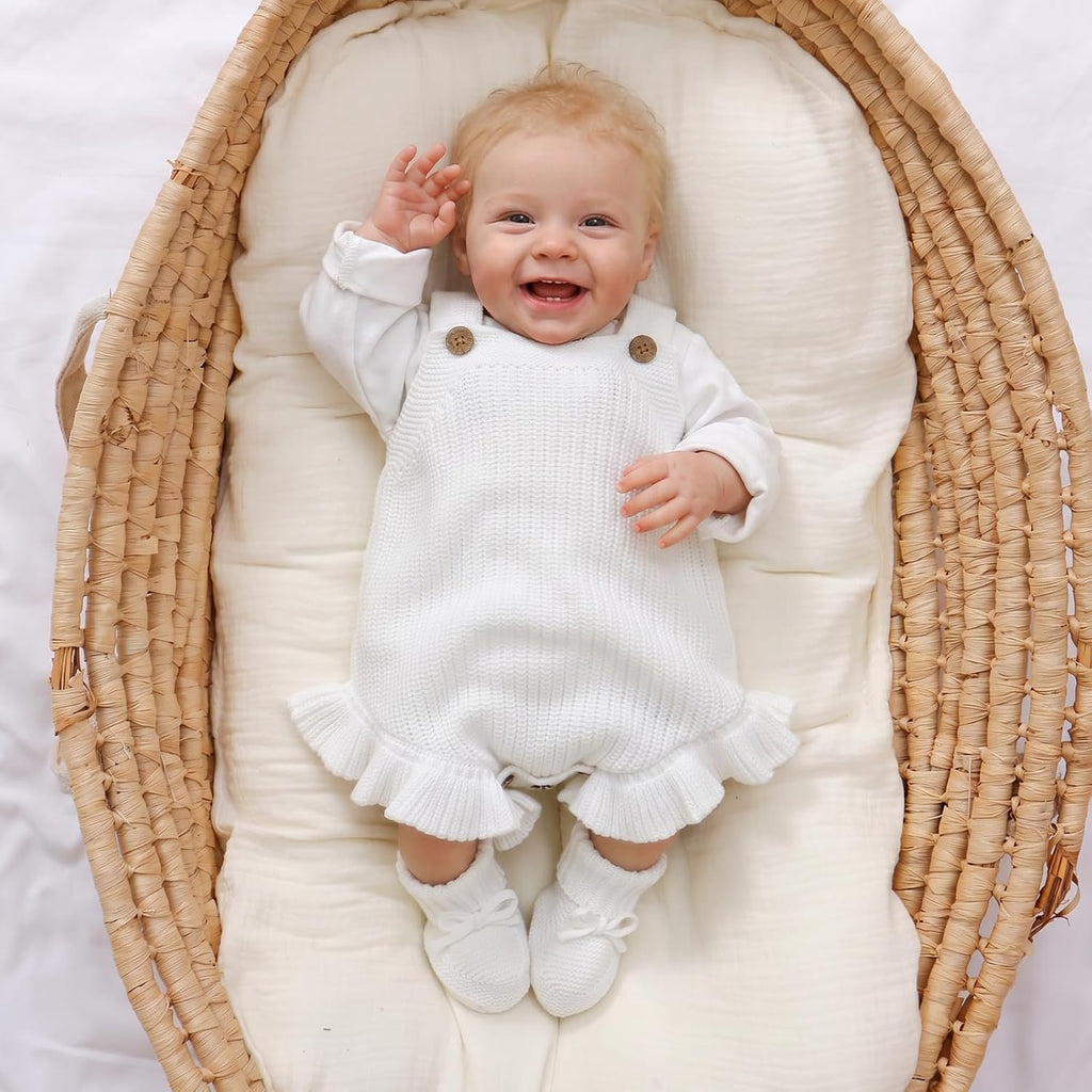 Baby Sweater and Booties Set, Newborn Cotton Sleeveless Romper