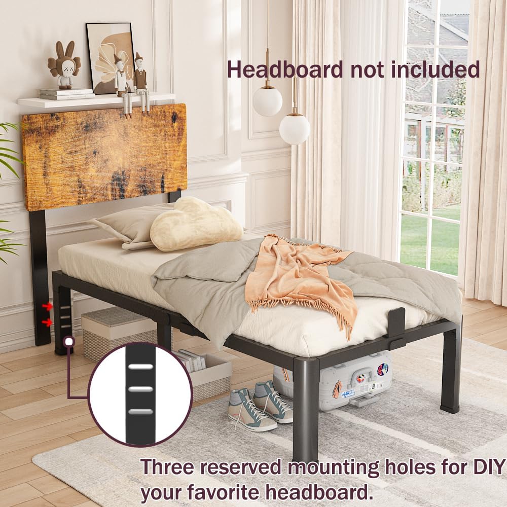 10 Inch Low Bed Frame with Round Corner Legs, 3500 LBS Heavy Duty Low Profile Metal Platform, Steel
