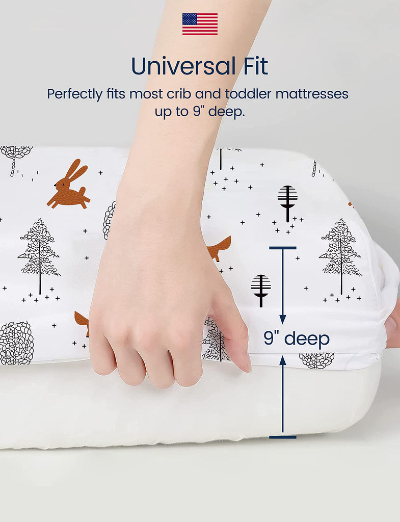 Premium Stretchy Crib Sheets (2-Pack)-Hypoallergenic, Silky Comfort, Buttery Soft, Calming Effect, All-Season