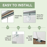 Paintable Sliding Closet Door 60" x 80", 5-Panel Solid Core Interior Sliding Door for Bedroom, Bypas