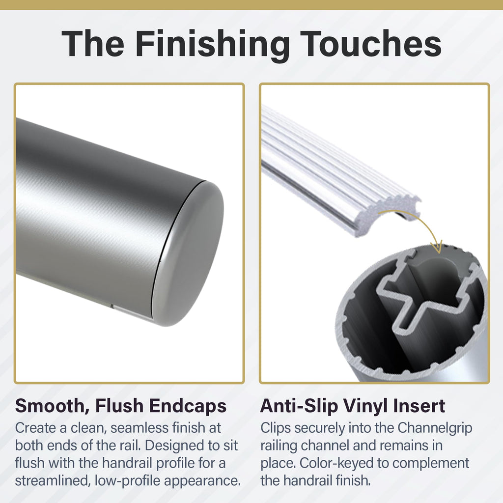 Flush Handrail Kit, 4 ft Stair Handrail, Silver