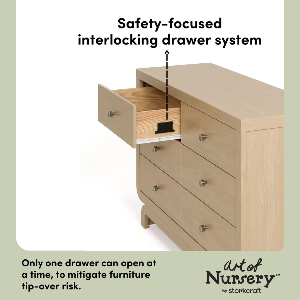 Santorini 6 Drawer Double Dresser, Driftwood
