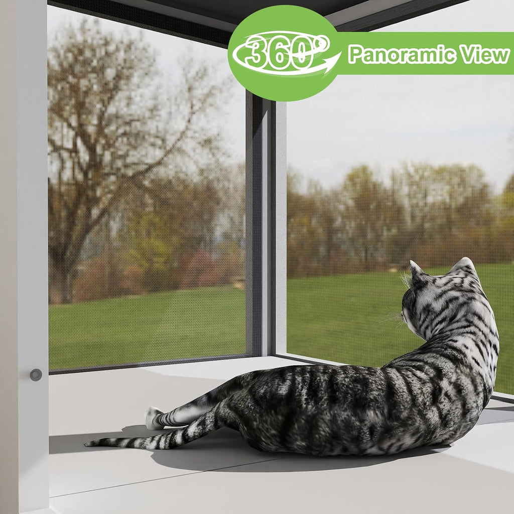 46.85" L Cat Window Box, Wooden Cat Window Enclosure for 1-3 Cats, Window Catio Outdoor Enclosure for Indoor Cats, Keep