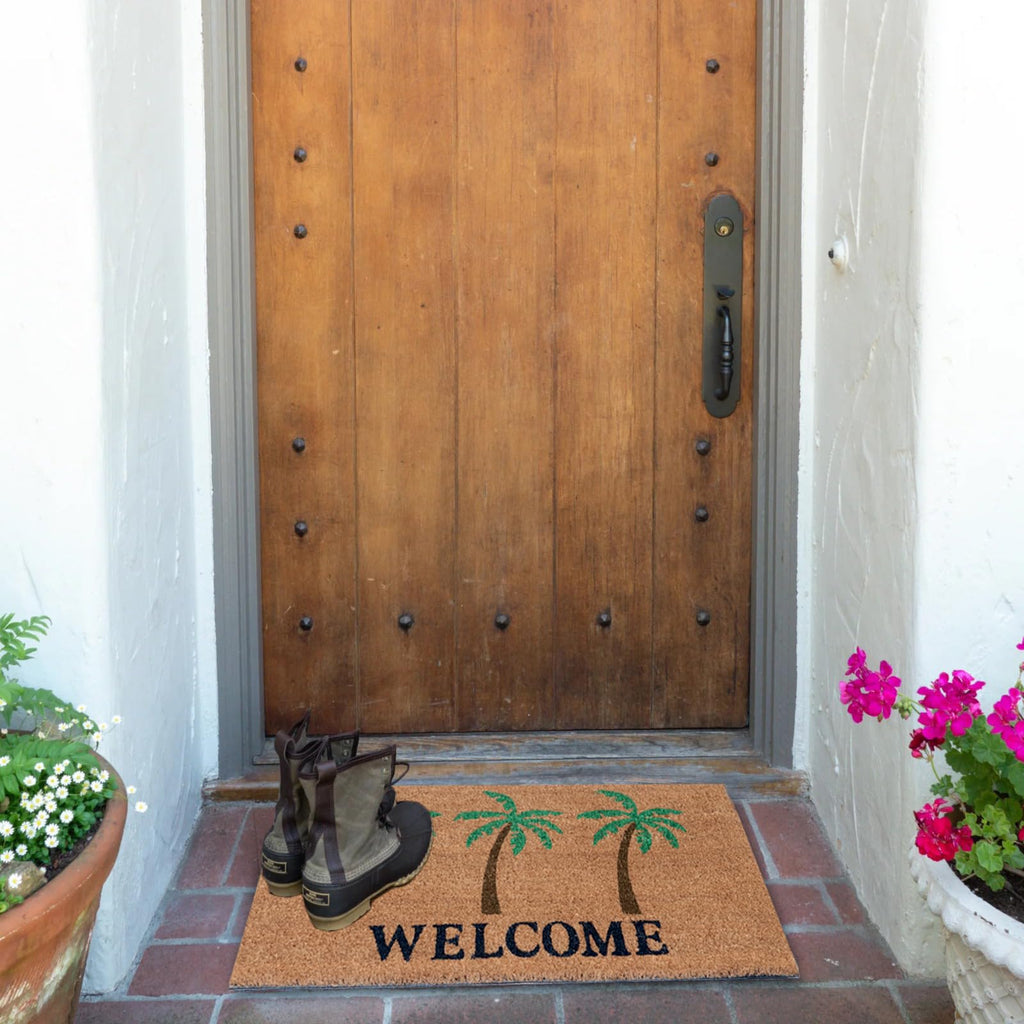 17 x 30 Coir Doormat - Welcome Palm Trees