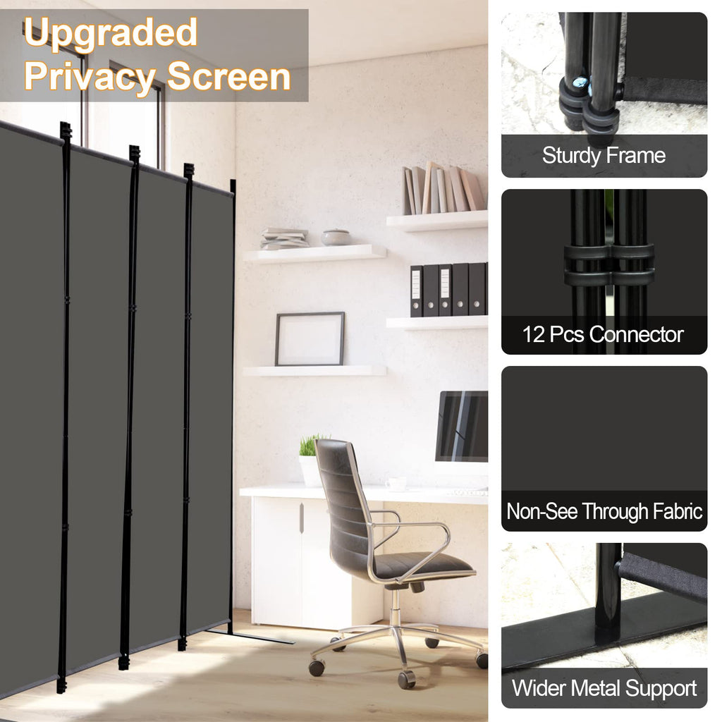 4 Panel Room Divider Screen 6Ft Tall Foldable Privacy Dividers