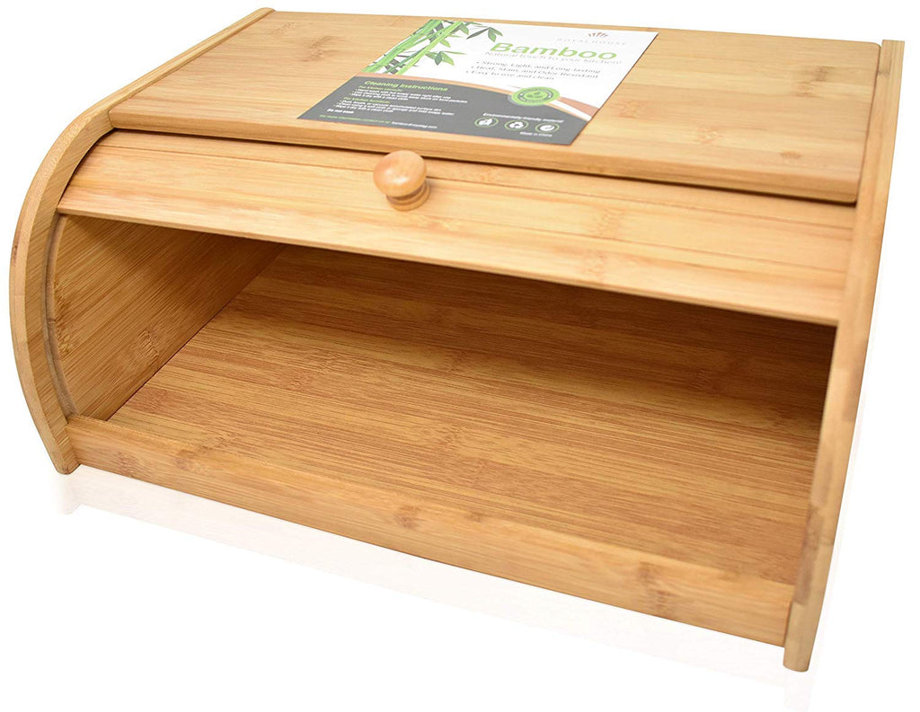 Bread Box - Natural Bamboo Roll Top Countertop, Large