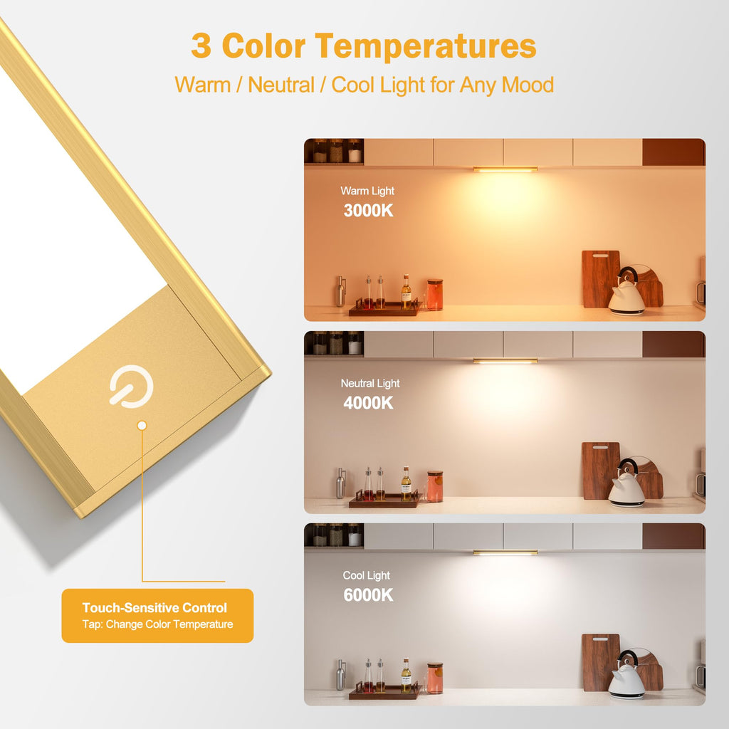 Motion Sensor Cabinet Light, Rechargeable, Dimmable, 4Pcs, 9in