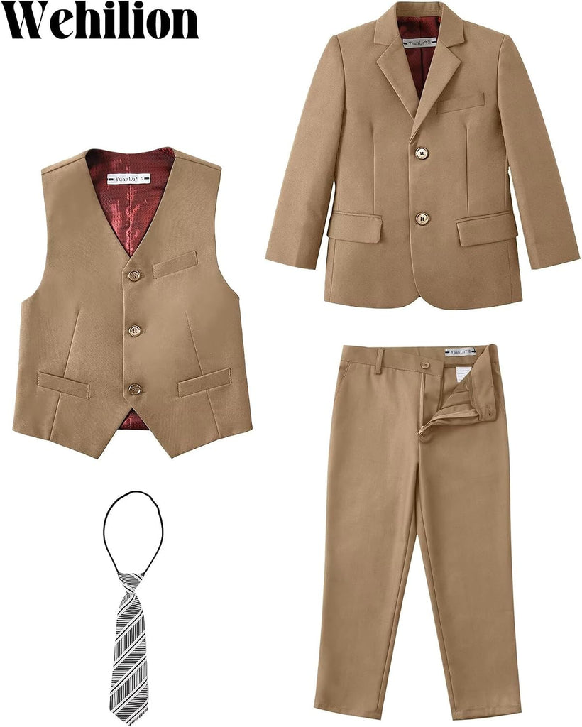 Boys 4 Piece Formal Suit Slim Fit Tuxedo for Kids