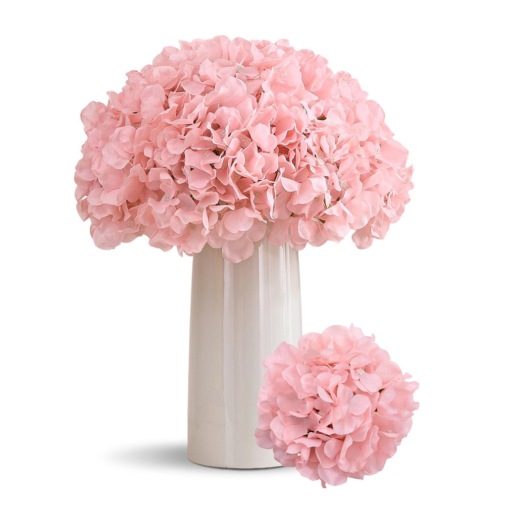 80PCS Blush Hydrangea Artificial Flowers, Silk Hydrangea Heads with Stems, Fake for DIY Wedding Centerpiece, Home