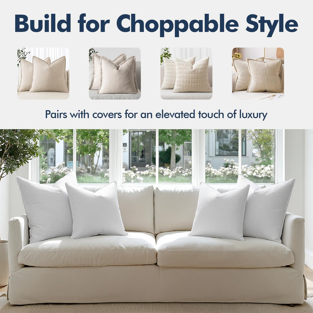 20x20 Feather Down Pillow Inserts Fluffy for Chop Look - Set of 2