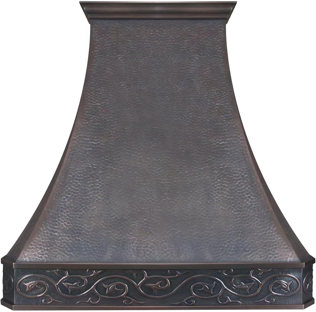 42 Inch Copper Island Mount Range Hood 610 CFM LED Lights Dishwasher-Safe Baffle Filters