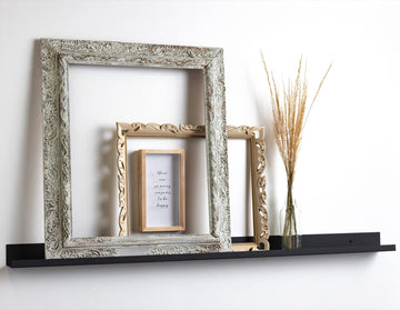 60" Metal Floating Wall Shelf | Modern Black Powder-Coated Steel Ledge, Made in USA | Wall-Mounted Shelf