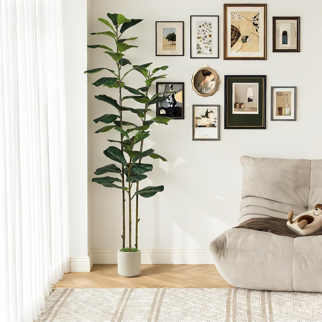 6ft Artificial Fiddle Leaf Fig Tree with Green Moss