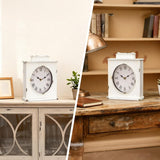 MODE HOME Vintage Mantel Clock, Large Rustic Distressed Metal Table Clock with Handle