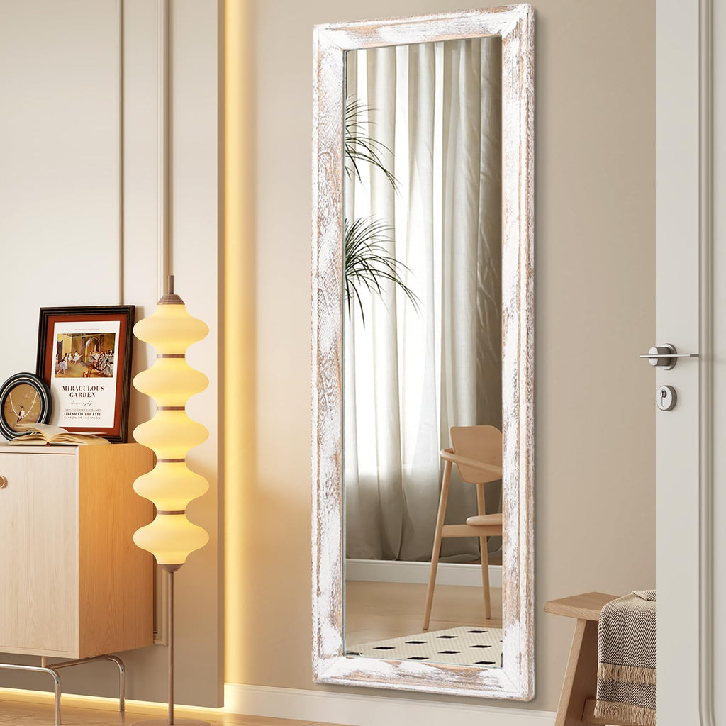 Wall Mirror Full Length with Wood Frame 65"x22" Rustic Large Full Body Mirrors Decorative Living Room Bathroom