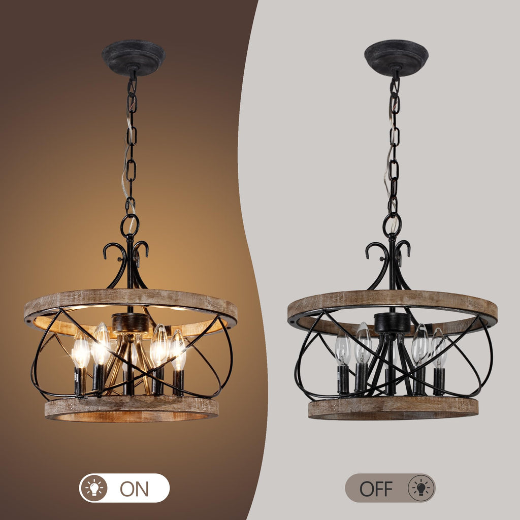 20" Wood Farmhouse Chandelier